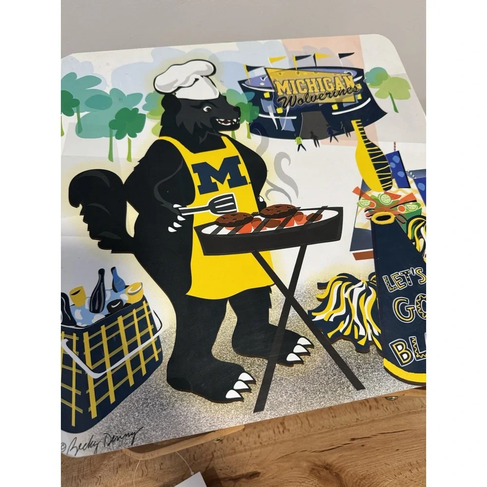 NEW University of Michigan Wolverines Becky Denny Picnic Tailgate Wicker Basket